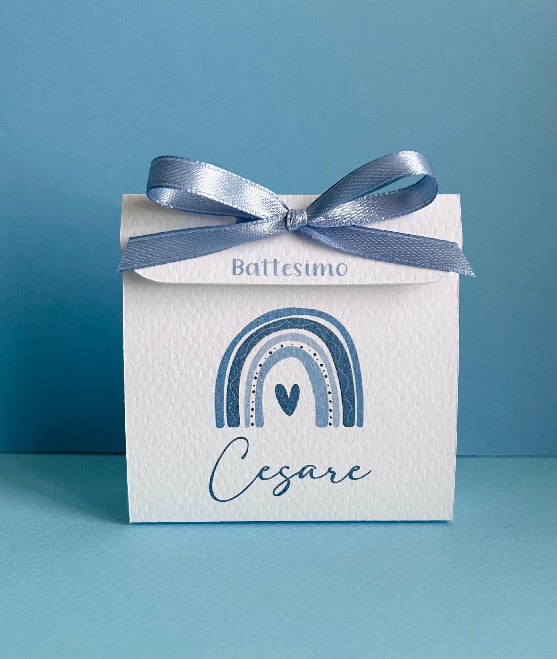 Scatolina battesimo arcobaleno, scatolina porta confetti nascita, bomboniera battesimo arcobaleno stile boho