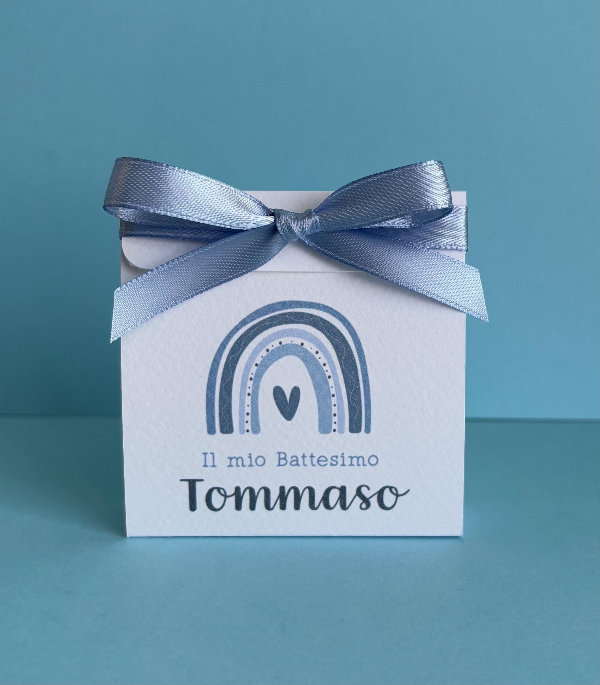 Bomboniera battesimo arcobaleno con bottoncino, scatolina porta confetti nascita, bomboniera battesimo arcobaleno stile boho