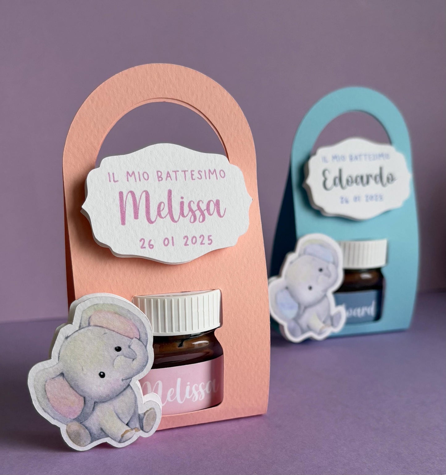 Nutelline personalizzate con bag per Battesimo bambina e compleanno bambino