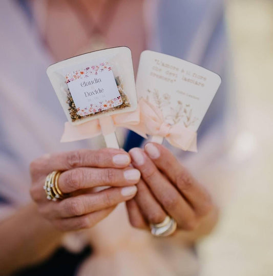 Bomboniera matrimonio in legno con semi piantabili, segnapianta floreale con frase personalizzata per matrimonio, Battesimo, Prima Comunione