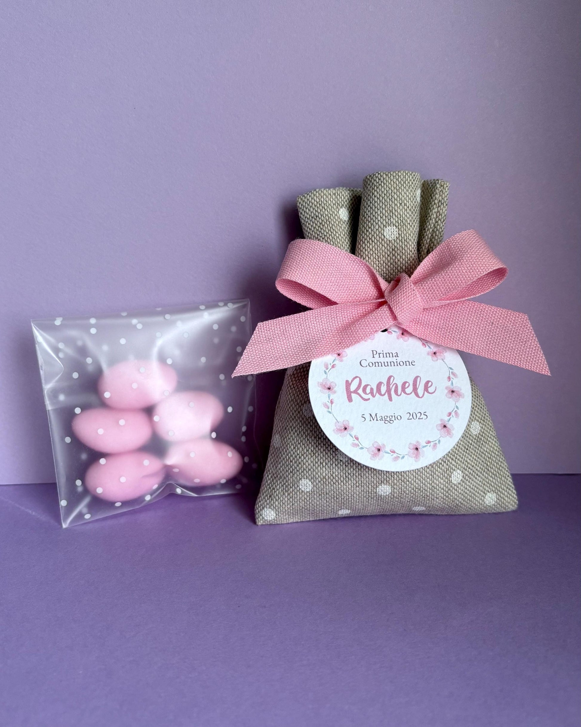 Tag tondi floreali sakura bambina per Battesimo, Prima Comunione, Santo Battesimo, tag Cresima fiori di ciliegio