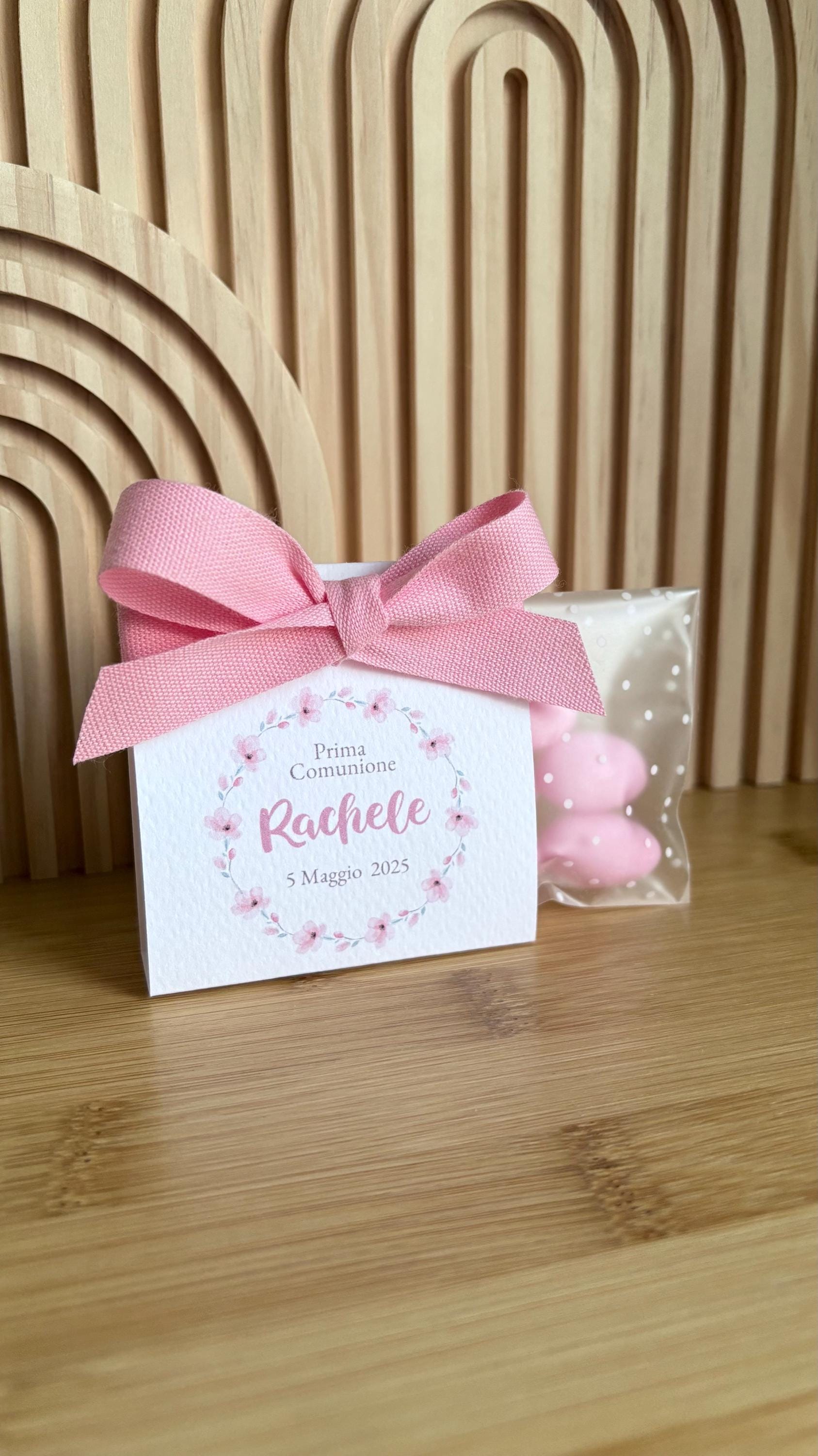 Bomboniera Prima Comunione a tema Sakura, scatolina porta confetti Cresima, bomboniera floreale battesimo