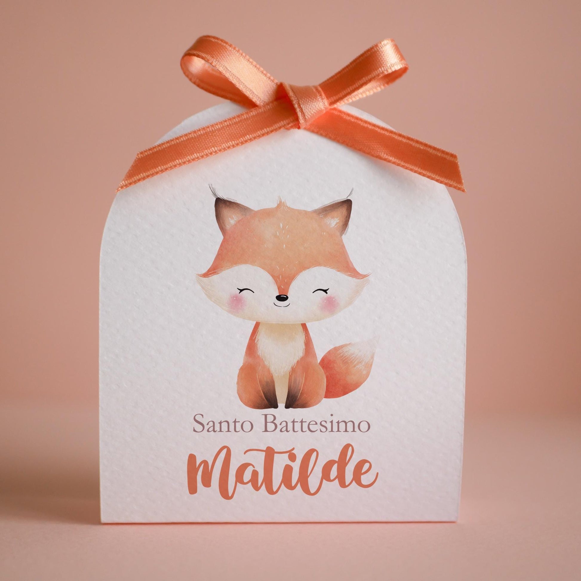 Scatolina battesimo bambina volpe, scatolina porta confetti nascita, bomboniera battesimo bambino con volpina