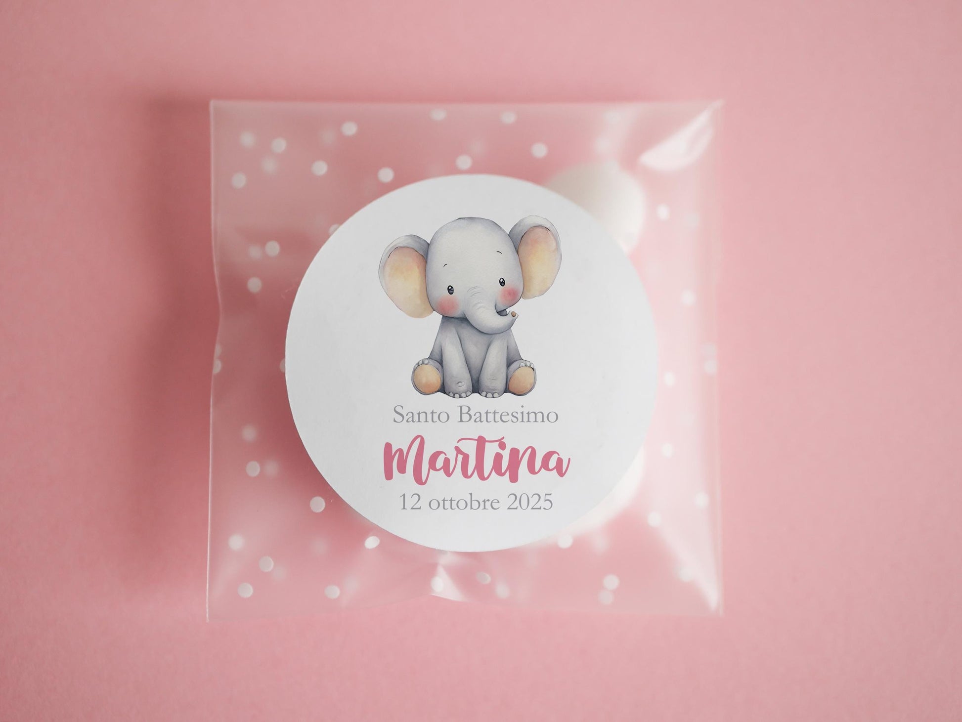 Festa tema elefantino, bustine confetti compleanno con adesivo personalizzato animali della savana, bomboniera DIY fai da te
