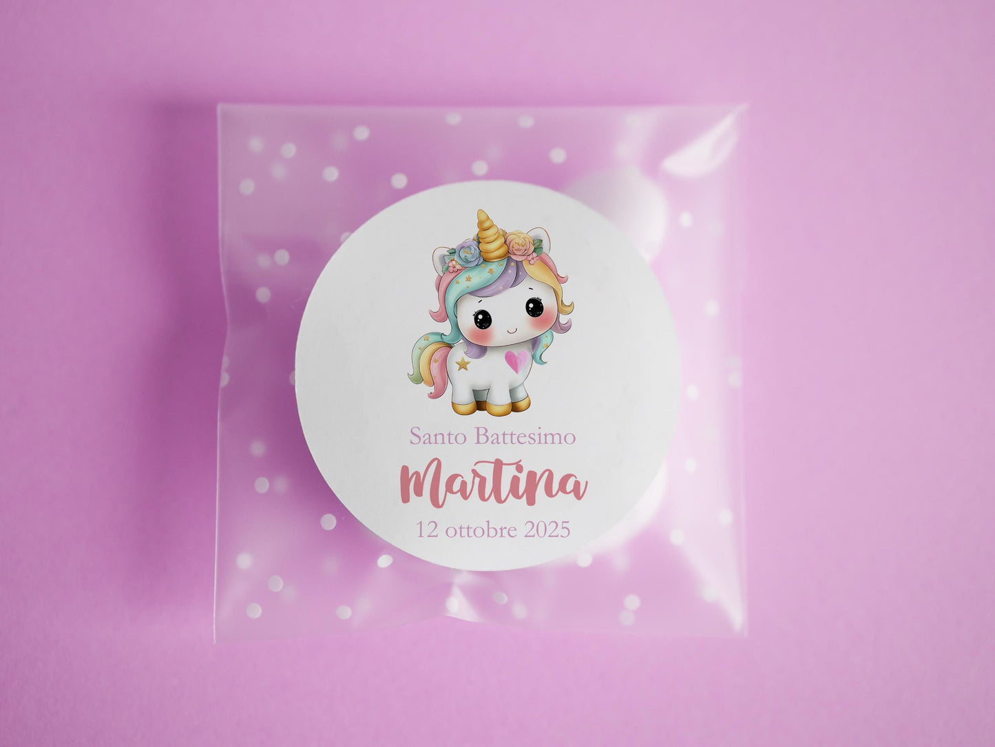 Bustine confetti compleanno con adesivo personalizzato, bomboniera nascita bambina con unicorno, bomboniera DIY fai da te, regalo ospiti