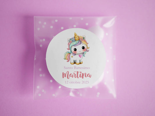 Bustine confetti compleanno con adesivo personalizzato, bomboniera nascita bambina con unicorno, bomboniera DIY fai da te, regalo ospiti