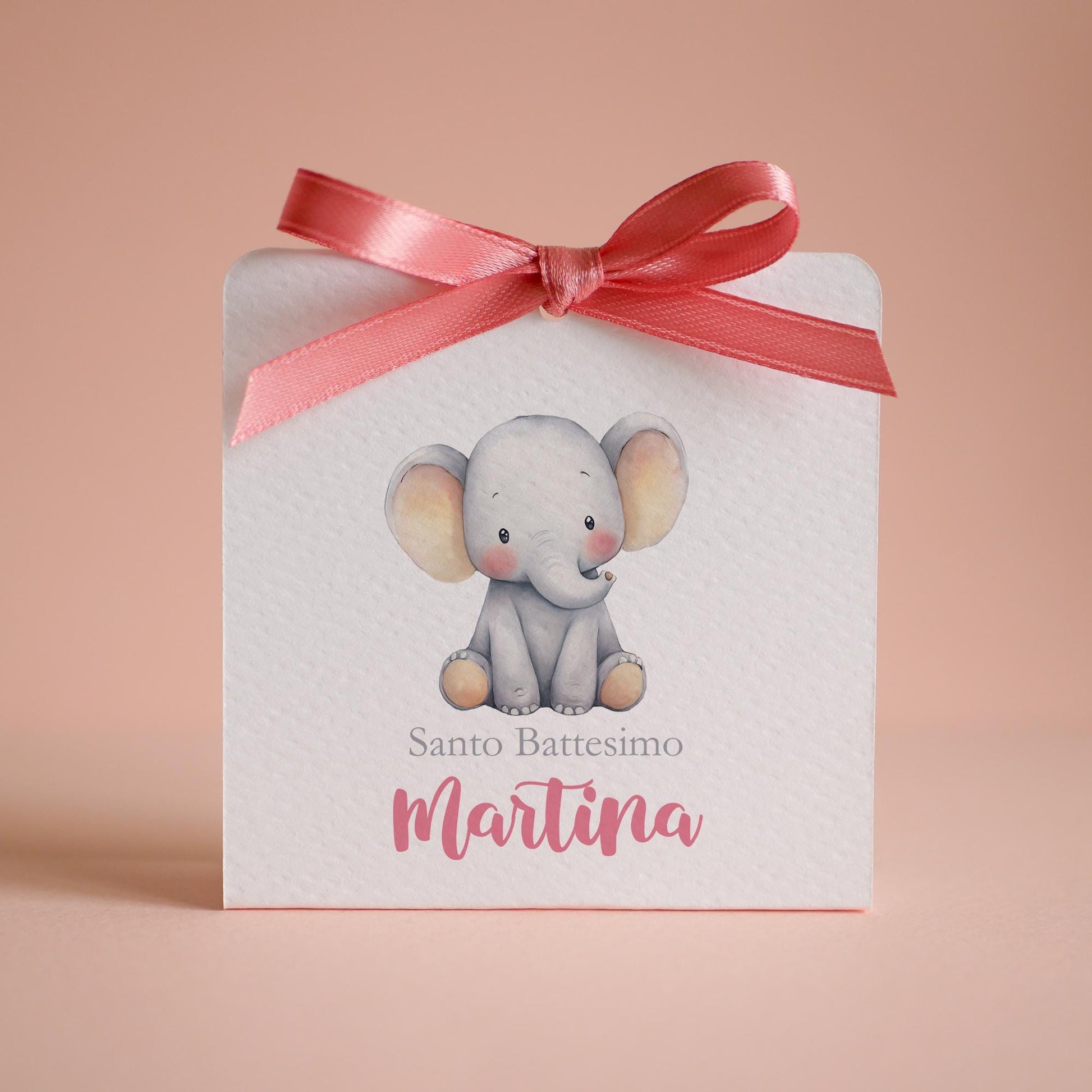 Scatolina nascita arcobaleno con elefantino, Battesimo bambina, scatolina porta confetti nascita, bomboniera bambino con elefante