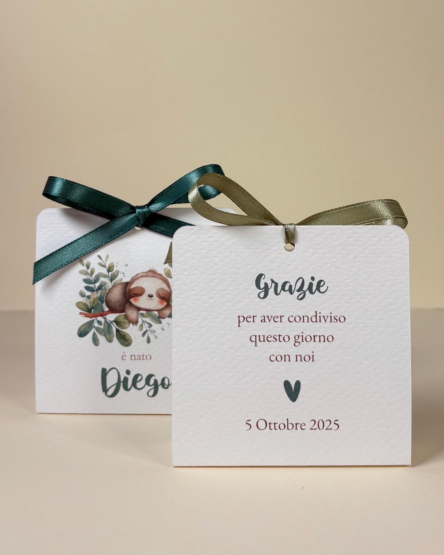 Scatolina battesimo bambino con koala, scatolina porta confetti nascita, bomboniera battesimo bambino con bradipo illustrazioni acquerello