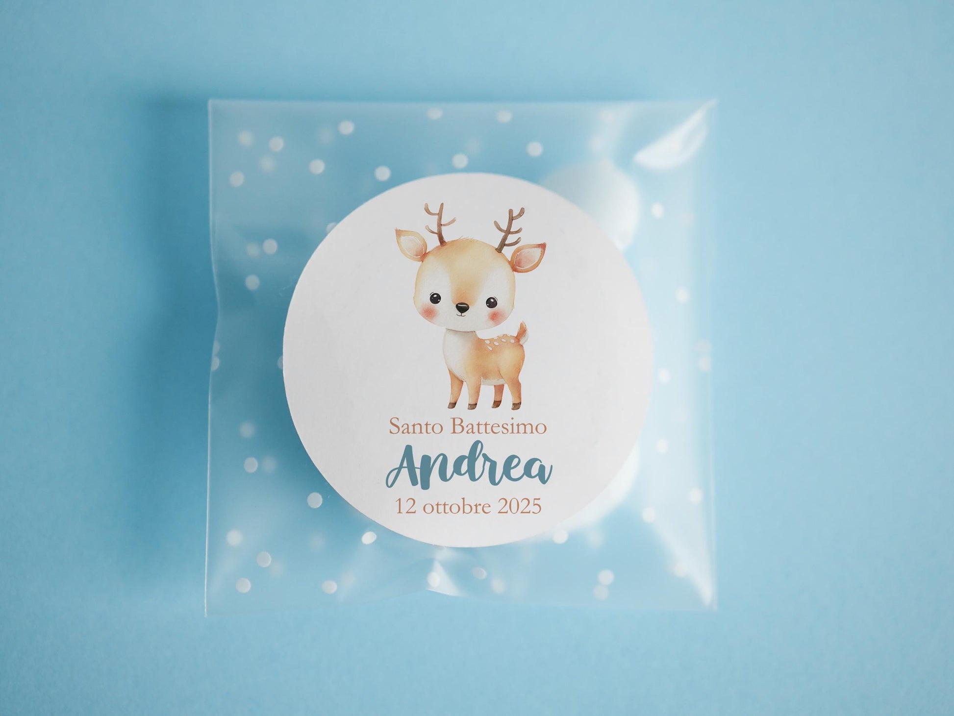 Bustine confetti battesimo con cerbiatto, adesivo personalizzato, bomboniera nascita bambina rosa, bomboniera DIY fai da te, regalo ospiti