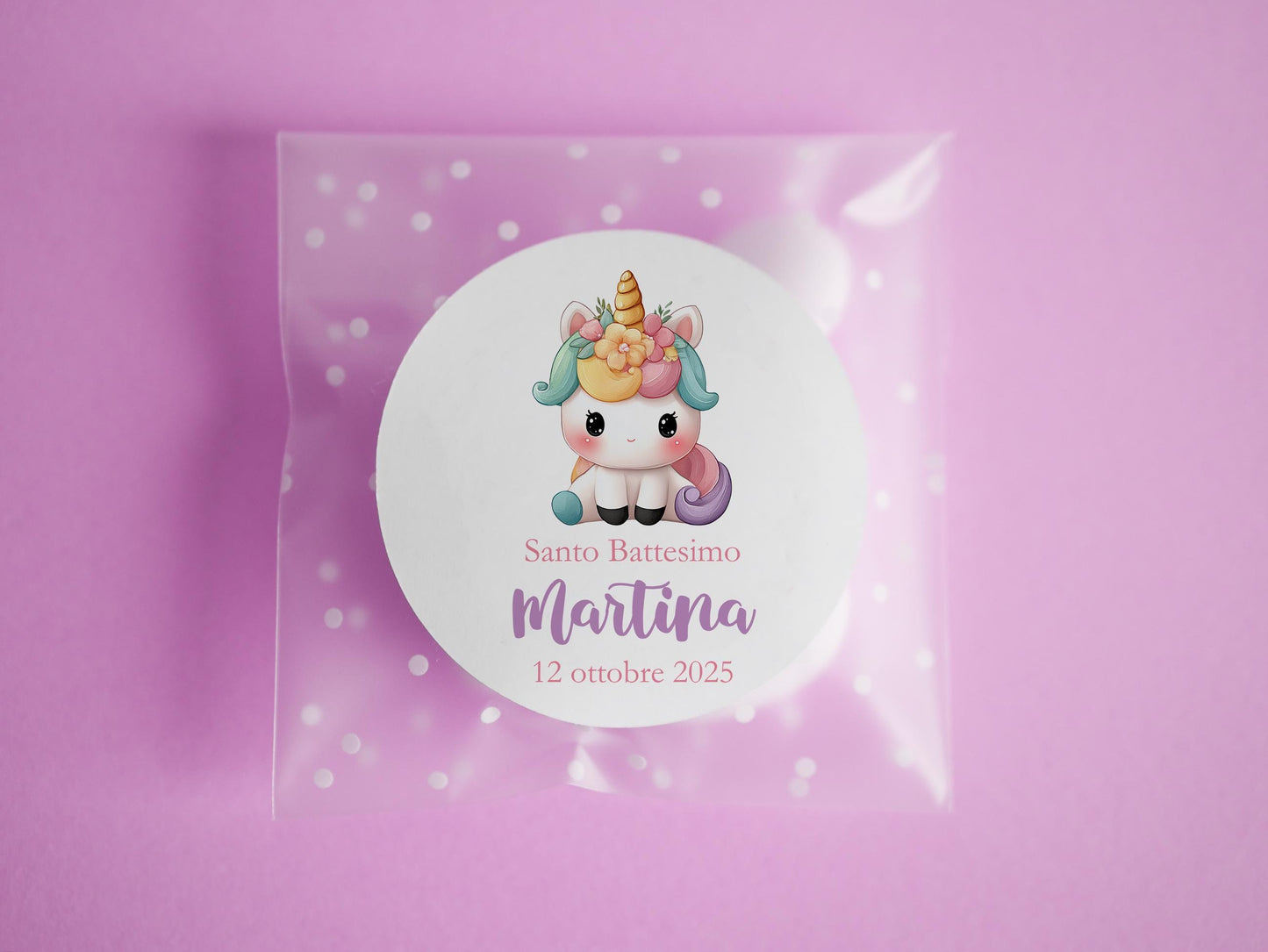 Bustine confetti compleanno con adesivo personalizzato, bomboniera nascita bambina con unicorno, bomboniera DIY fai da te, regalo ospiti
