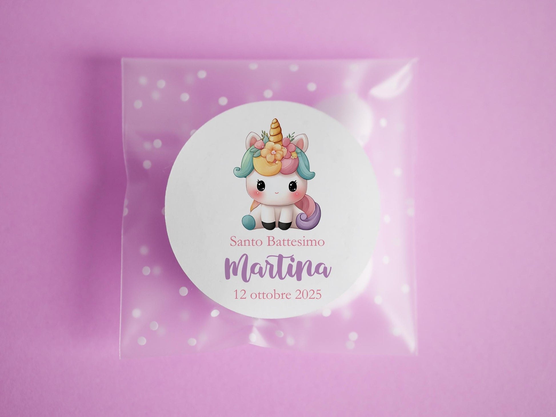 Bustine confetti compleanno con adesivo personalizzato, bomboniera nascita bambina con unicorno, bomboniera DIY fai da te, regalo ospiti