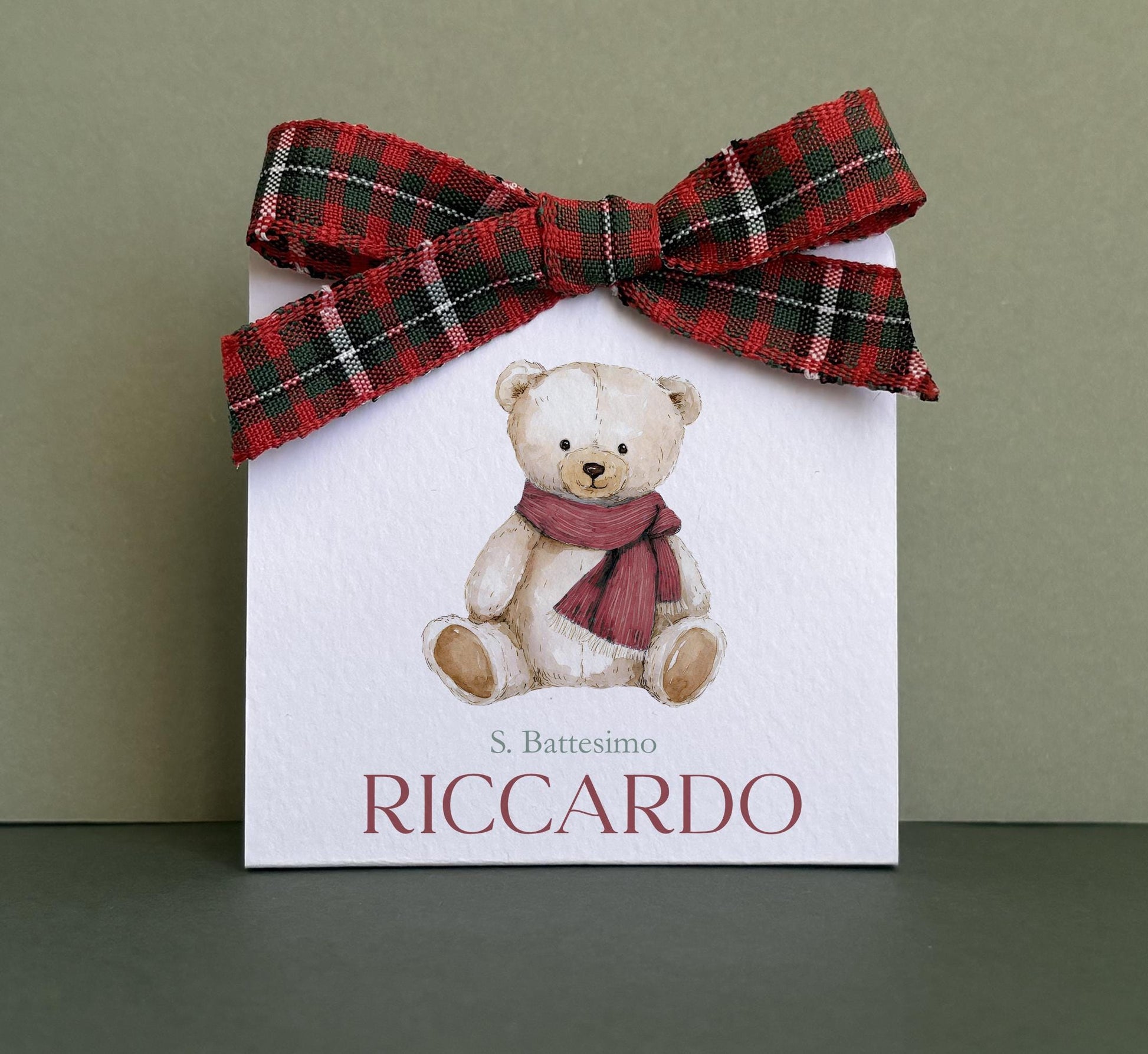 Scatolina battesimo bambino con orsetto, porta confetti nascita, bomboniera battesimo periodo natalizio, Battesimo a Natale con teddy bear